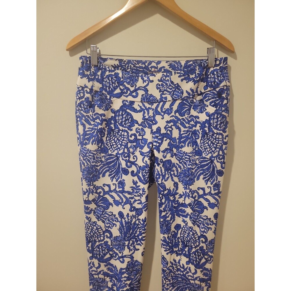 Lilly Pulitzer Luxletic Corso Pants Size 8 Stretch Blue "Ride With Me" Print - Picture 4 of 9